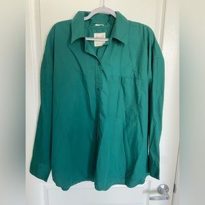 Abercrombie and Finch women’s green oversized poplin button down shirt size xl
